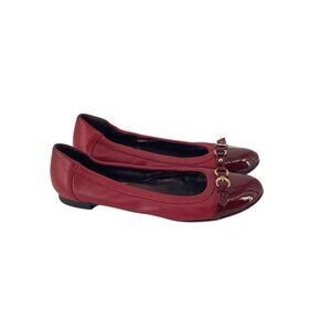 AGL Attilio Giusti Leombruni Monika Cap Toe Red Leather Ballet Flats Sz 9.5